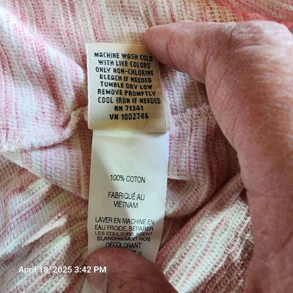 LL Bean M Reg Dress Tunic Pink White Heather 3/4 Sleeves 100% Cotton Back Zip - Picture 6 of 10